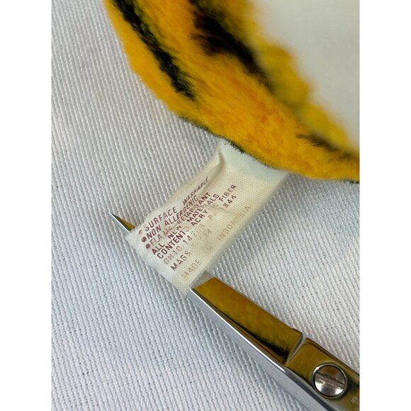 Vintage Tiger Plush Toy Orange Black Stripes Red Hanging Loop Small 6" - Picture 8 of 10